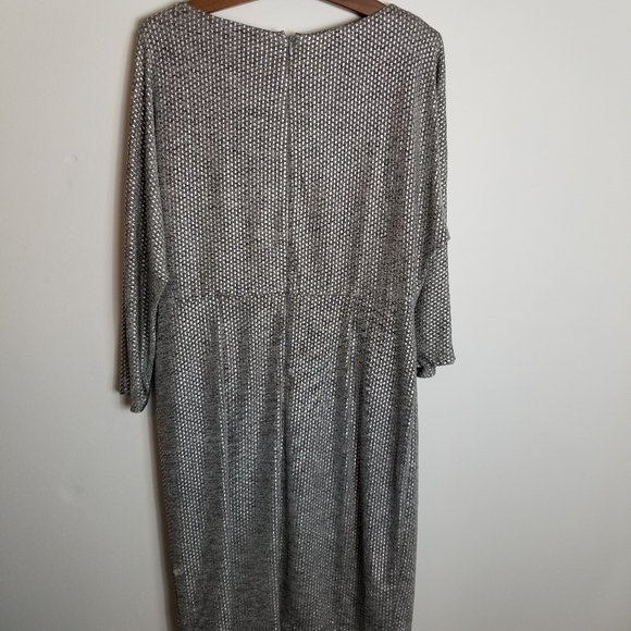 Chico's Silver Gray Textured Long Sleeve Sheath Dress - Picture 6 of 9
